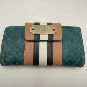 Vintage Gwen Stefani Lamb L.A.M.B. Wallet Leather Y2K Teal Blue Tan Rare Color